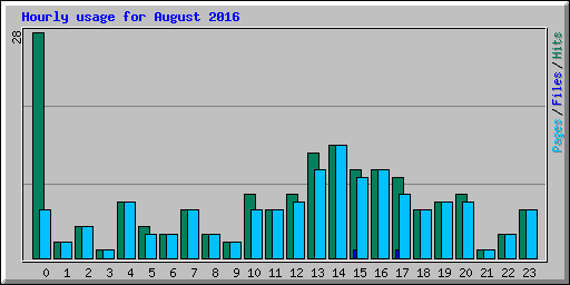 Hourly usage for August 2016