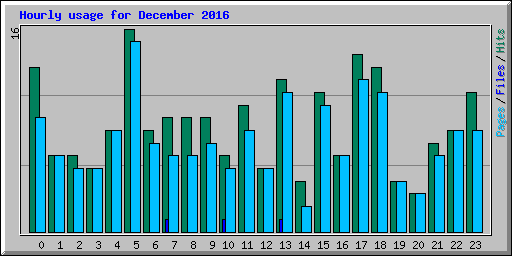 Hourly usage for December 2016